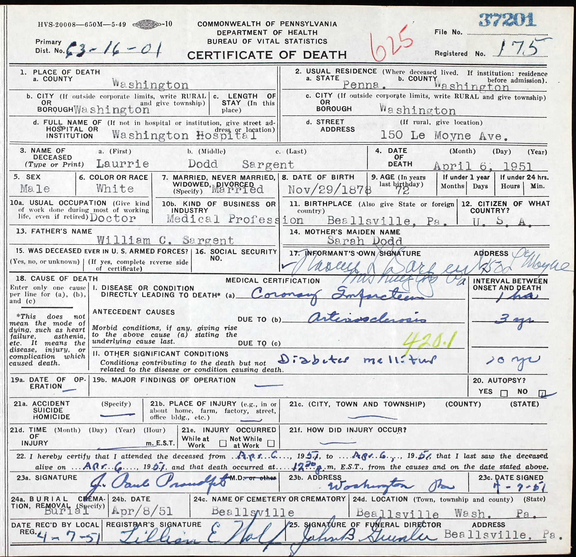 death certificate